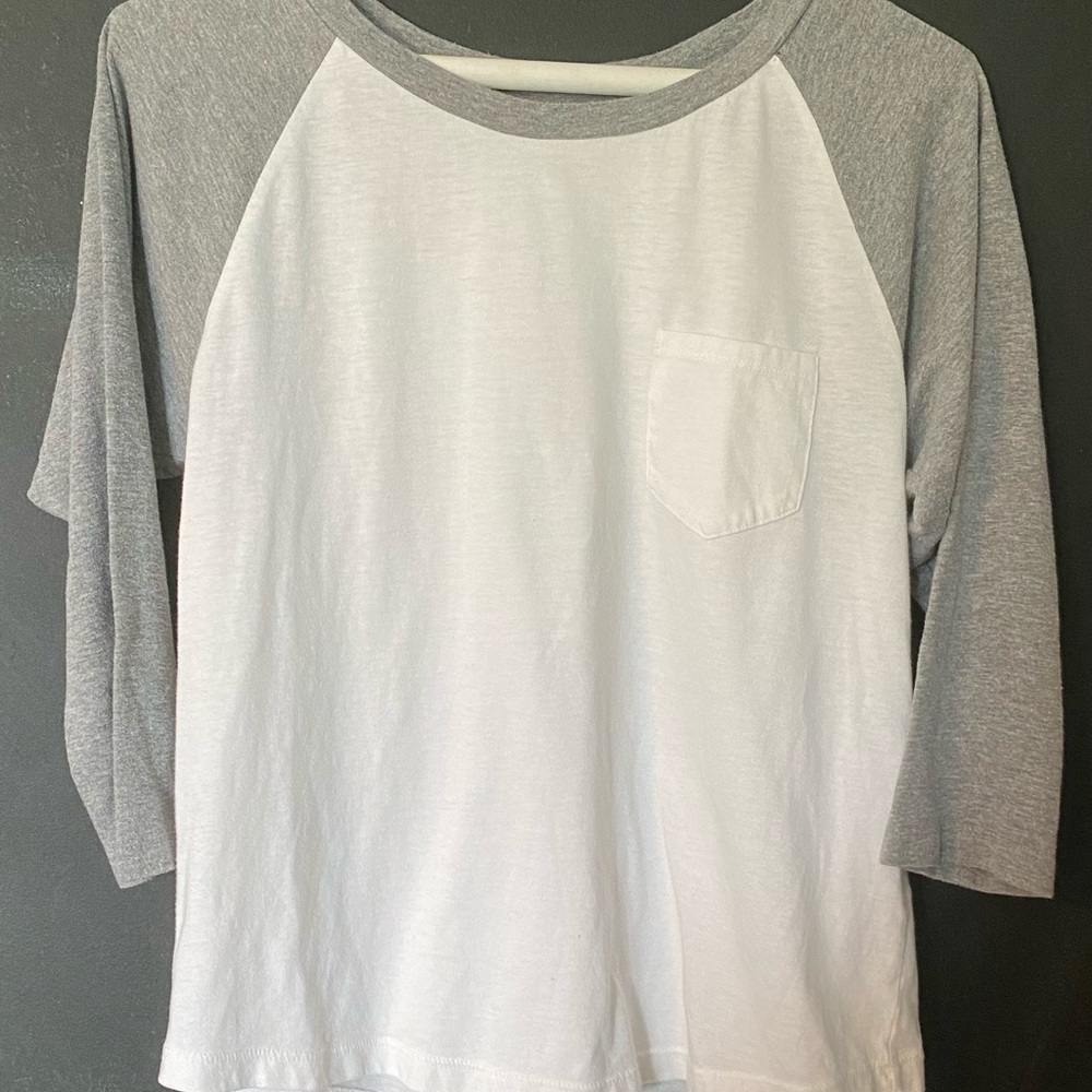 Forever 21 White/Grey Baseball Tee